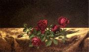 Martin Johnson Heade Roses Lying on Gold Velvet Sweden oil painting artist